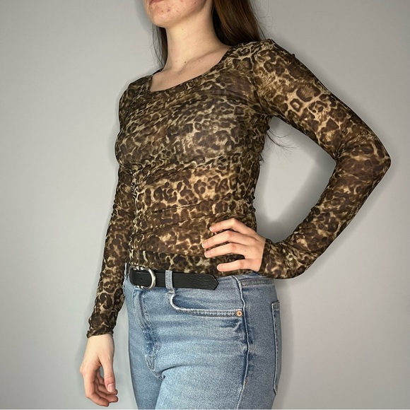 Sheer Leopard Print Longsleeve Top (size medium) - Picture 2 of 8